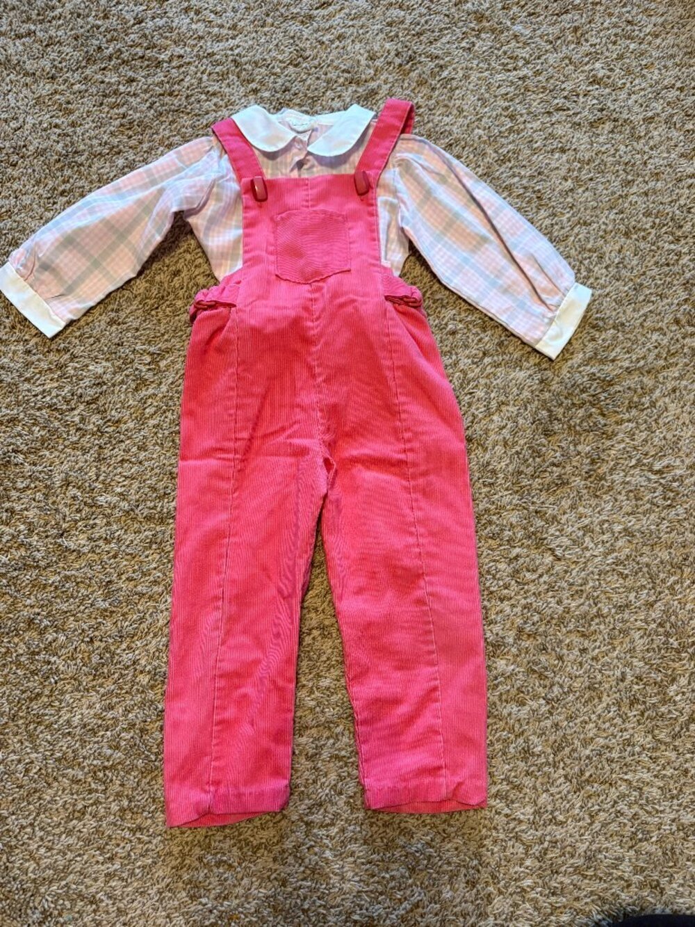 Vintage pink corduroy overalls outfit set